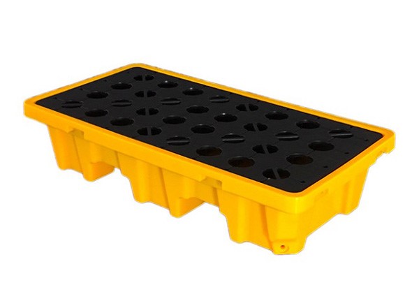 Đế nhựa có giá kê (pallet nhựa chống tràn), loại dùng cho 2 thùng phi